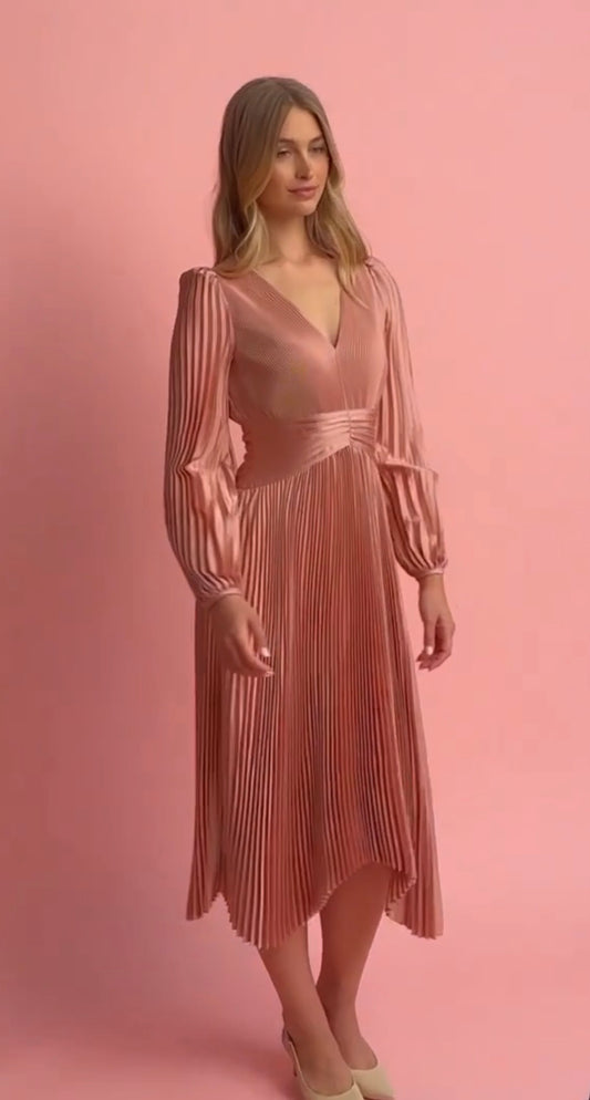 Seville Satin Dress in Rose
