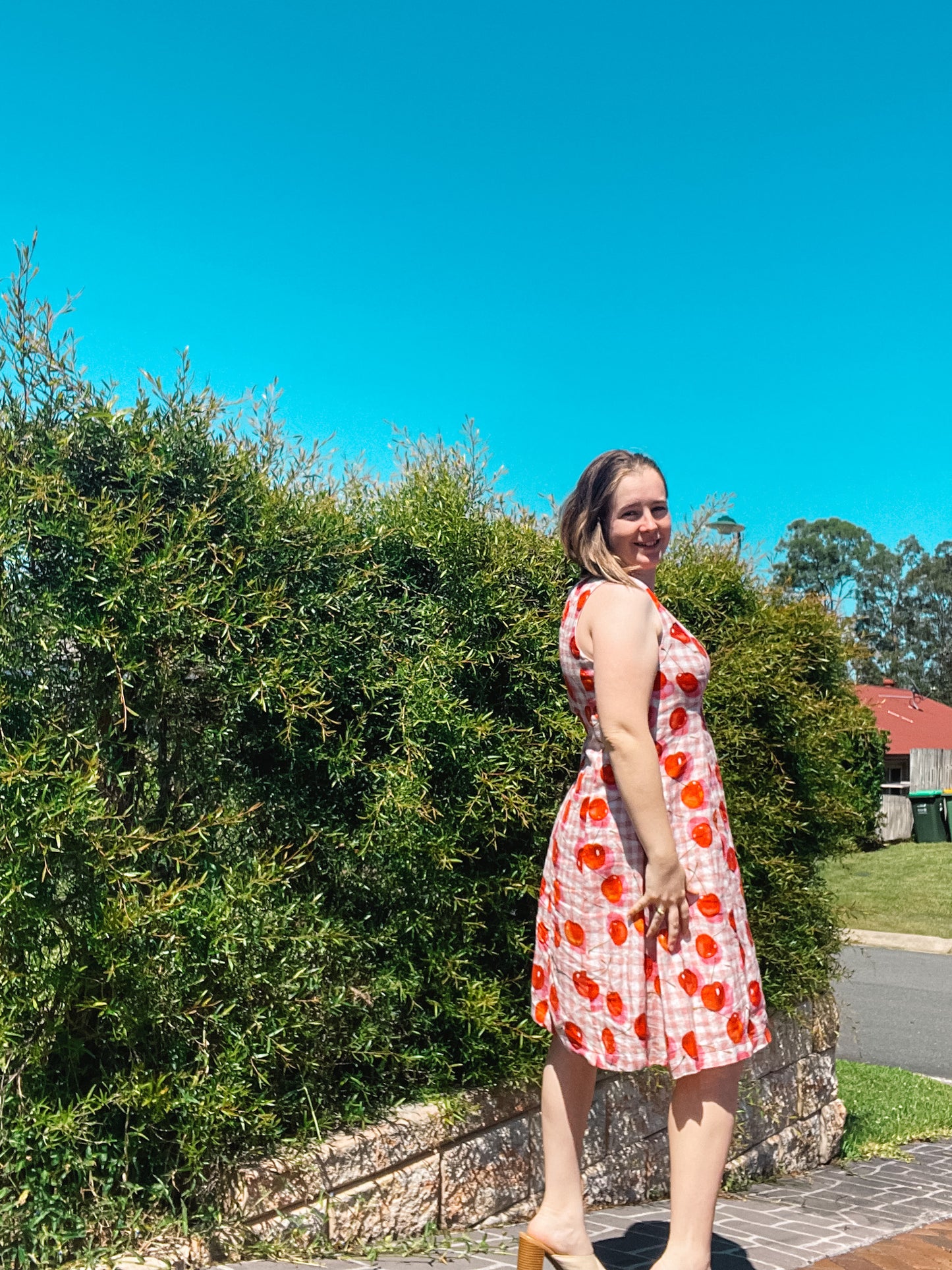 Viola Dress in Cherry Bomb